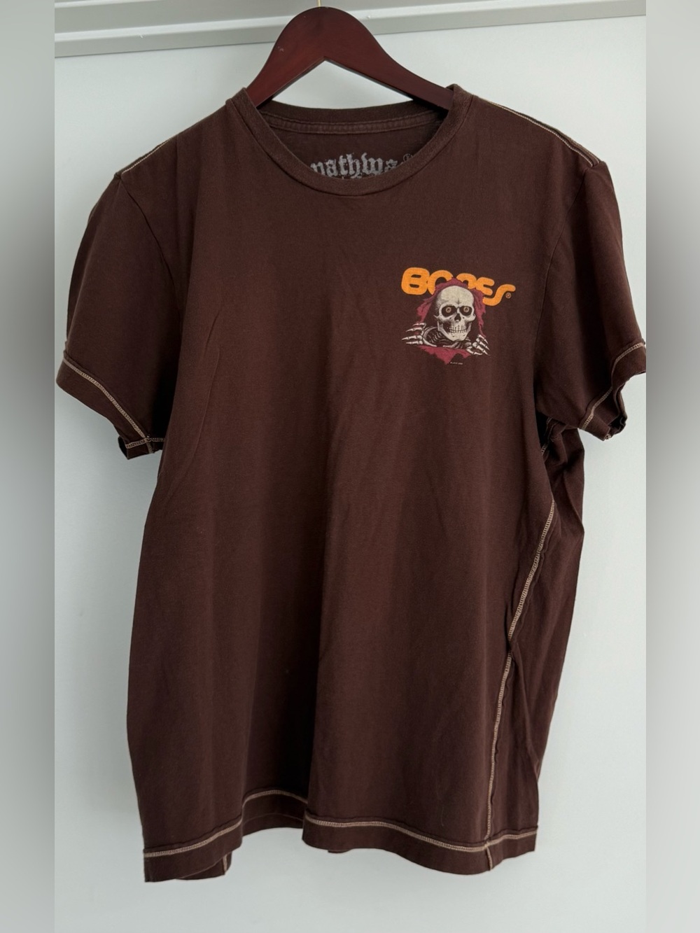 Vintage Bones Brown Skull Graphic Short Sleeve Tee